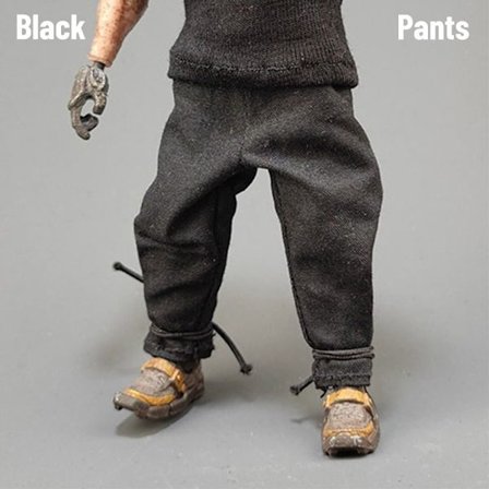 1/18 Miniatyr Klær Soldat Fritidsbukser SVART BUKSE BUKSE