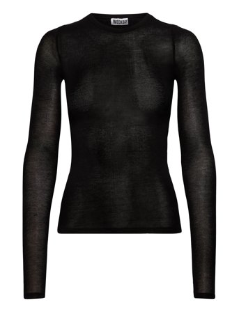 Weekday Soft Sheer Long Sleeve Top - Black - S