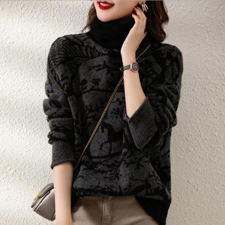 Naisten Neuleet Syksy Talvi Neule Ponyette Pullover Vintage Löysä Ulkoilu Thermal Slim Fit Top Black M