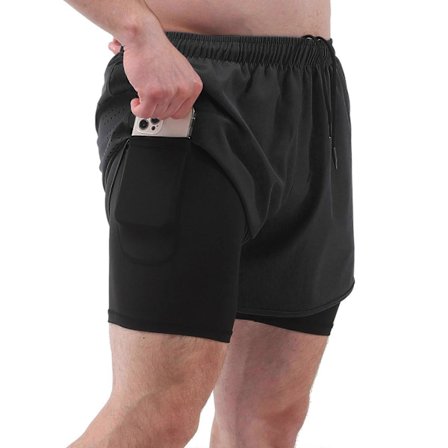 Herre Sports Shorts med Liner 2-i-1 med Lommer Hurtigtørrende Løbe Cykel Fitness Shorts -Sy -Sy