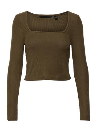Vmfannie Ls Cropped Top Jrs Ga Bf Green Vero Moda