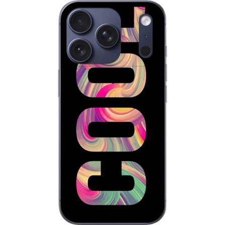 Kompatibelt Mobildeksel til Apple Apple iPhone 17 Pro Modern typografisk kunst med ordet LOVE i flytende regnbuefarger mot svart bakgrunn med sterk vi