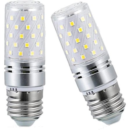 E27 12W LED-pære med skrusokkel i maiskolbeform, 1200 lumen, dagslys hvit 6000K, ikke-dimbar, 2-pakning