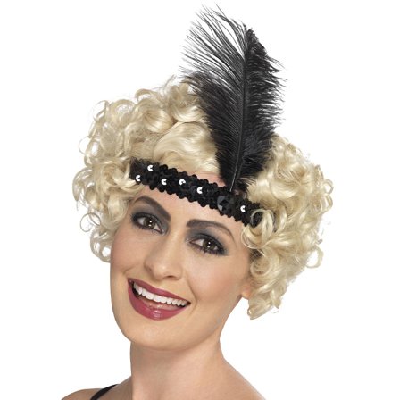 Flapper Pandebånd med Fjer & Pailletter