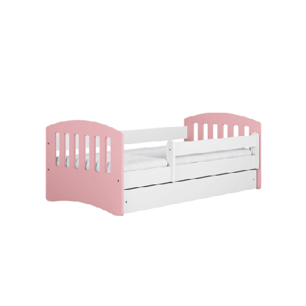 Kocot Kids Barnsäng - Classic 1 Mix Pale Rosa - Med Madrass 180x80 Cm - Litenleker