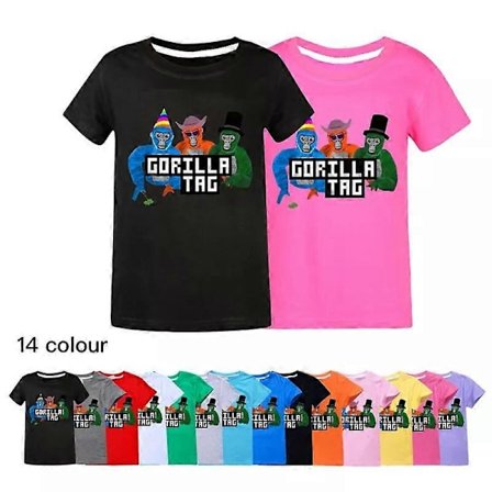 Ny Gorilla Tag Gutter Jenter Casual Kort Erme 100% Bomull T-skjorte Topper Gave[HK] 160