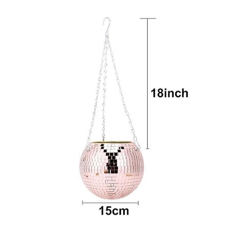 Diskokula Växtupphängning Spegel Halvsfär Blomkruka Hängande Korg Trädgård Balkong Hängande Kruka Kula Planteringskärl Kontorsprydnad