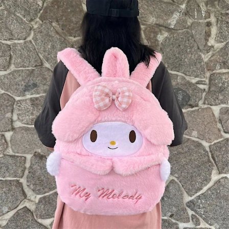 Uusi Sanrio Cartoon Sööt Plush-reppu Cinnamoroll Kuromi Tyttö Sydän Suuri Kapasiteetti My Melody Olkalaukku Lapset Joululahja[HK] Melody A V