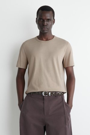 COS Men's Brushed-Cotton T-Shirt in Beige