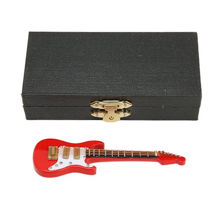 Miniatyr elektrisk gitar rød hvit farge stilig 3,9 tommer lengde utsøkt mini gitarmodell med eske for bord rød