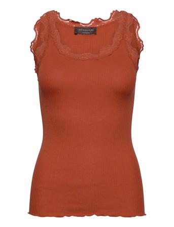 Silk Top W/ Lace Top Ærmeløs Top Rød Rosemunde