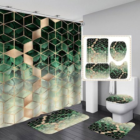 Duschdraperi + badrumsmatta set (Stil 1)