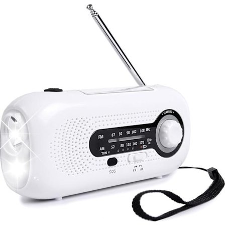 (Vit)Veva Radio, Solcellsdriven Handvevbar Bärbar Nöd-AM/FM