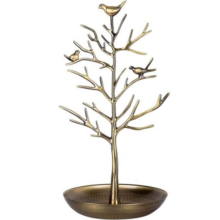 Smykkestativ Øreringholder Ring Display Fugle Træ Halskæde Organizer(gammel cyan)