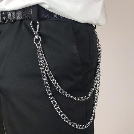 2-pakks motebukser for menn, kjeder, jeanskjeder, punk hip hop-bukser, kjeder, midjekjeder, kvinner