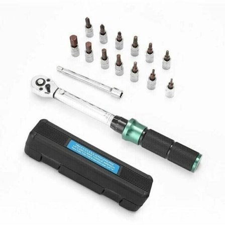 2-24N.m 1/4 tommers stasjon 15 PCS forhåndsinnstilt momentnøkkel Hurtigutløser momentnøkkel Bitsett Mini bærbar justerbar momentnøkkel 