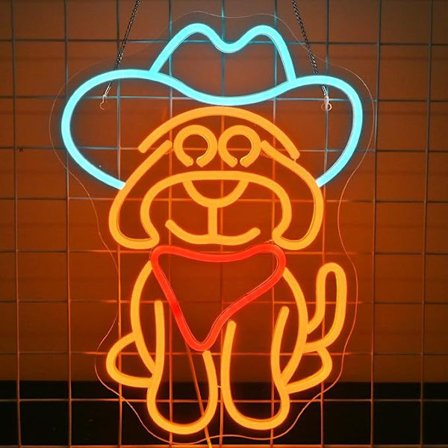 LED Neon Skilt Hund Kat Skateboard Design – 20W Dekorativ Væglampe**Cowboy hund 42*31cm