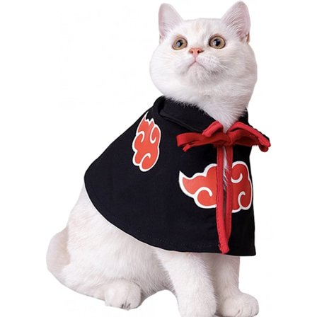 Cat Cape Anime Ninja Costume, Halloween Pet Costume, Small Dog Cat Costume Pet Cape Cosplay Party (M storlek)