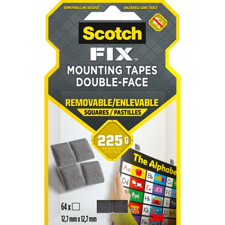 3M Scotch-FIX Abnehmbare Befestigungskissen 12,7x12,7 mm 64er-Pack