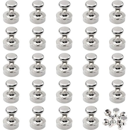 24 kpl Magneettisia Push-nauloja, 12x16mm Neodyymimagneetteja Kahvalla Liikuteltava Vahva Magneetti, Pyöreät Jääkaappimagneetti Pienet Magneetti Whi