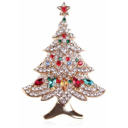 Vintage fargerik rhinestone juletre brosje pin bryllupsfest smykker