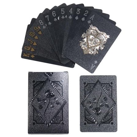 Coola svarta foliespelkort Black Pearl-spelet Poker Carta Vattentäta spelkort Black Rose Skull Dollar Kortlek