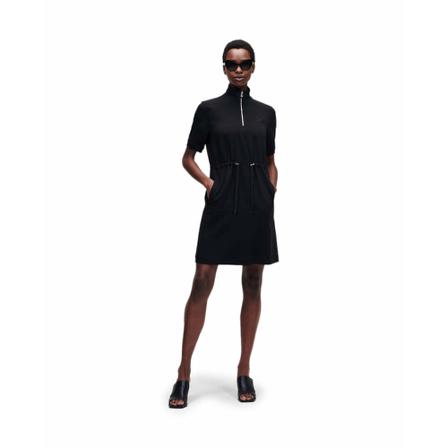Karl Lagerfeld, Mini sport dress with coulisse in life and embroidery logo Zwart, Dames, Maat:L,Viscose