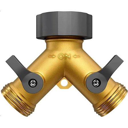 2-vejs (Y) fordeler med afspærringsventiler, haveslangefordeler, 2-vejs 3/4 tommer Y-fordeler, vandforbindelsesfordeler, til hjemmekøkken