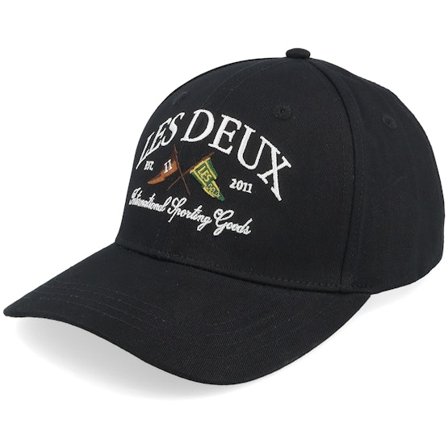 Les Deux - Ivy League Organic Baseball Cap Black Adjustable Adjustable Black Cap - @ Hatstore