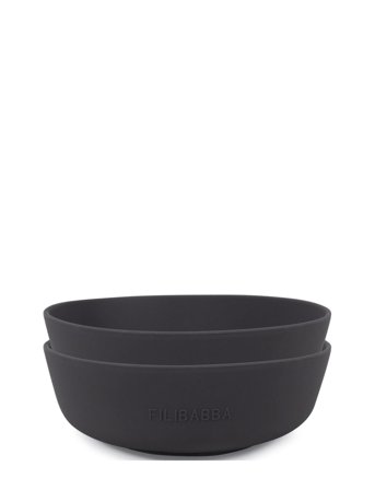 Filibabba Silikone Skål 2-Pak - Stone Grey - Black - ONE SIZE
