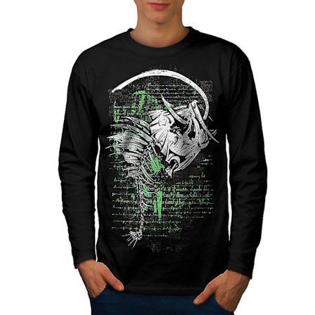 Fiske Cool Dead Men Blacklong Sleeve T-shirt | Wellcoda