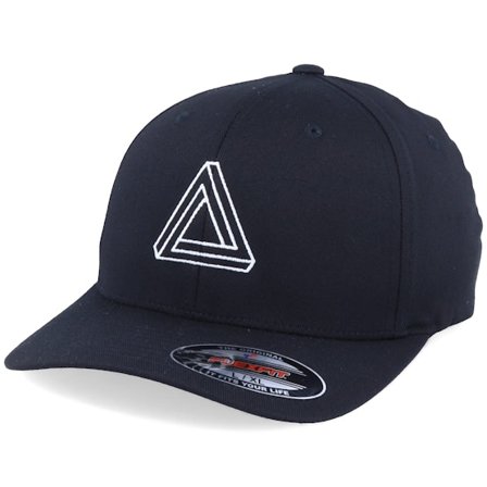 Iconic - Outlined Impossible Triangle Black Flexfit Black Cap - @ Hatstore