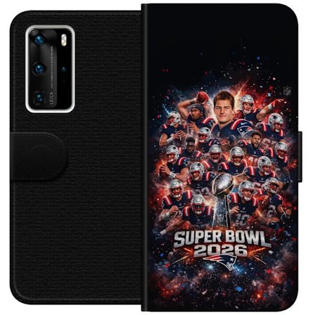 Kompatibel Tegnebogsetui til Huawei P40 Pro Super Bowl 2026 plakat med New England Patriots og NFL-pokal i eksplosiv sportsdesign