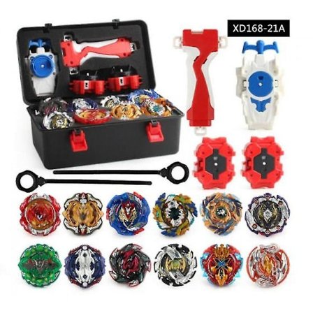 12x Beyblade Burst Spinnende Topper Sett med Grip Launcher + Skumlagringsetui
