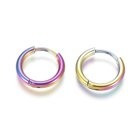 1Par 13 mm Hoops örhängen i 316L Rainbomfärgad stål
