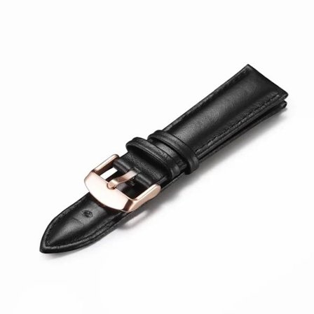 Musta kellon ranneke nahkaa 18 mm kultasolki kellon ranneke nahkaa musta M
