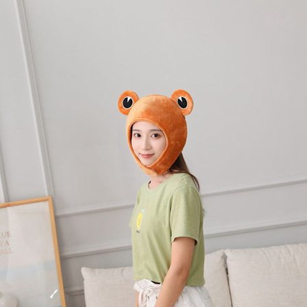 One Piece (Brun Froskehatt, 32*38CM) Kostymehatt for Voksne Morsom Froskeformet Lue Nyhetslue Plysj Froskehatt for Barn