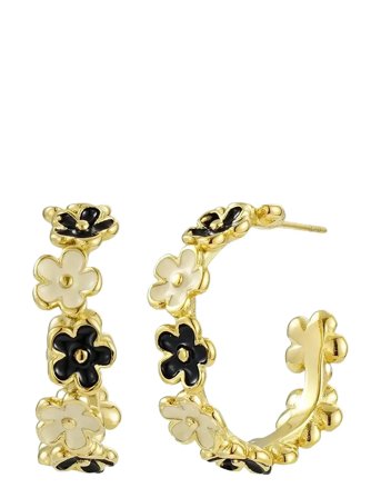 Calista Hoop Ivory/Black/Silver Gold Bud To Rose