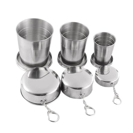 Collapsible Cup Outdoor Shot Glass Keychain Camping Folding Metal Cup | Collapsible Cups Drinking Telescopic Portable Shot Glass, Premium Stackable Me
