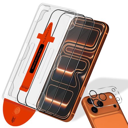 2-PACK iPhone 17 Pro Max Skærmbeskytter & 1-PACK linsebeskytter - Hærdet Glas | [Automatisk Installation] - Boblefri