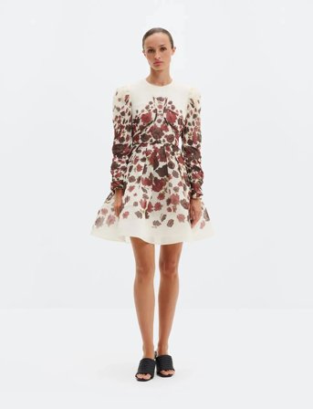 Malina Leoni Silk Blend Mini Dress - Cream - M