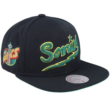 Mitchell & Ness - NBA Svart snapback Keps - Seattle Supersonics Triple Play Black Snapback @ Hatstore