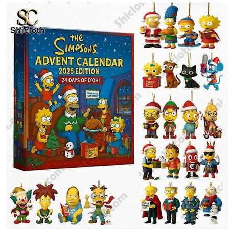 The Simpsons Julekalender Nedtælling Blind Box Juletræspynt Akryl Vedhæng