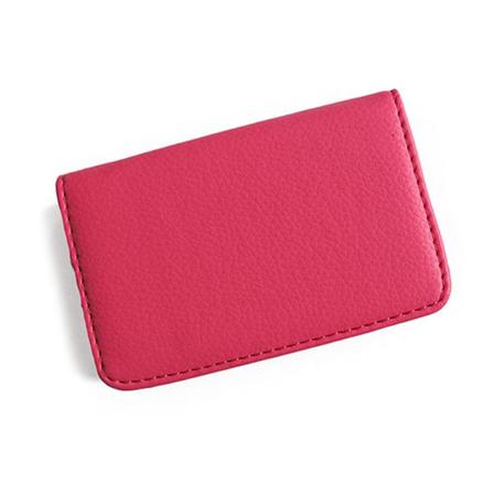 Korthållare / Etui I Konstläder Med Lock - Rosa Mörkrosa