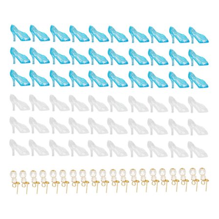 1:12 60 stk Dukker Høyhælte Sko Med 20 stk Ørepynt Fargerike Høy Simulering Mini Miniatyr Sko Kjole Sett