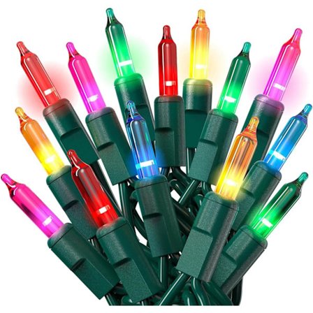 Julbelysning, grön sladd - 100 lampor, 6 meter lång, flerfärgade julgransljus, lämpliga för juldekorationer inomhus och utomhus.