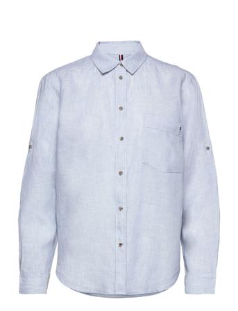 Linen N Relaxed Long Shirt Ls Blue Tommy Hilfiger