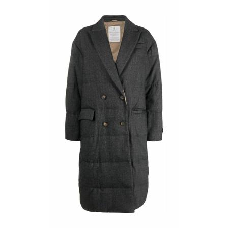 Brunello Cucinelli Double-Breasted Coats Grå, Dame Uldfrakker