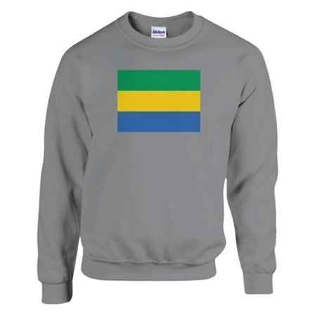 Sweatshirt - PIXELFORMA - Gabon Flag - Lange ærmer - Rund hals - Grå