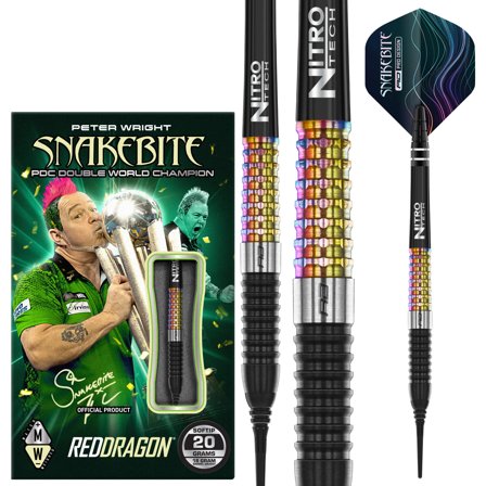 Red Dragon Darts Soft Tip Darts Peter Wright Snakebite Corra 18g 20g Professional Tungsten Steel Tip Darts Set with Flights and Shafts for Players